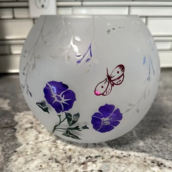 Lenox butterfly meadow Frosted Glass with ode bowl non lead crystal 6” - Picture 1 of 8